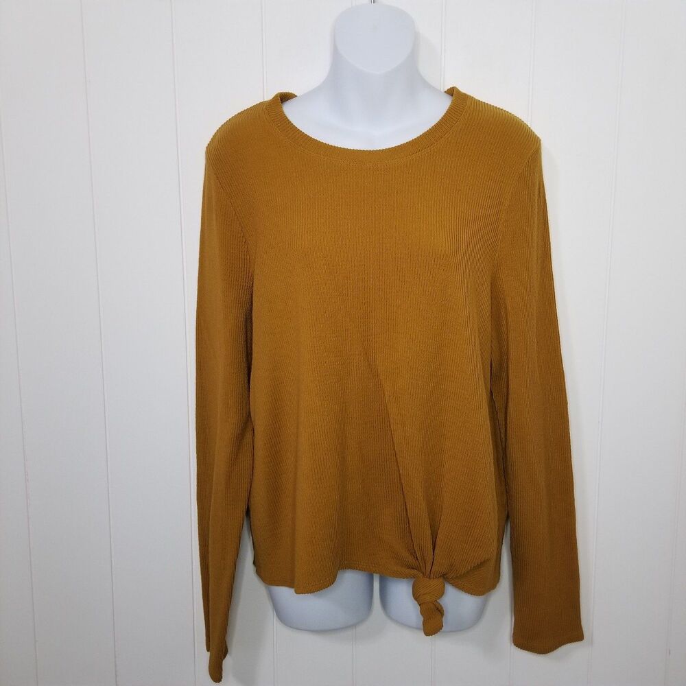 Madewell Top Size Medium Crewneck Front Tie Long Sleeve